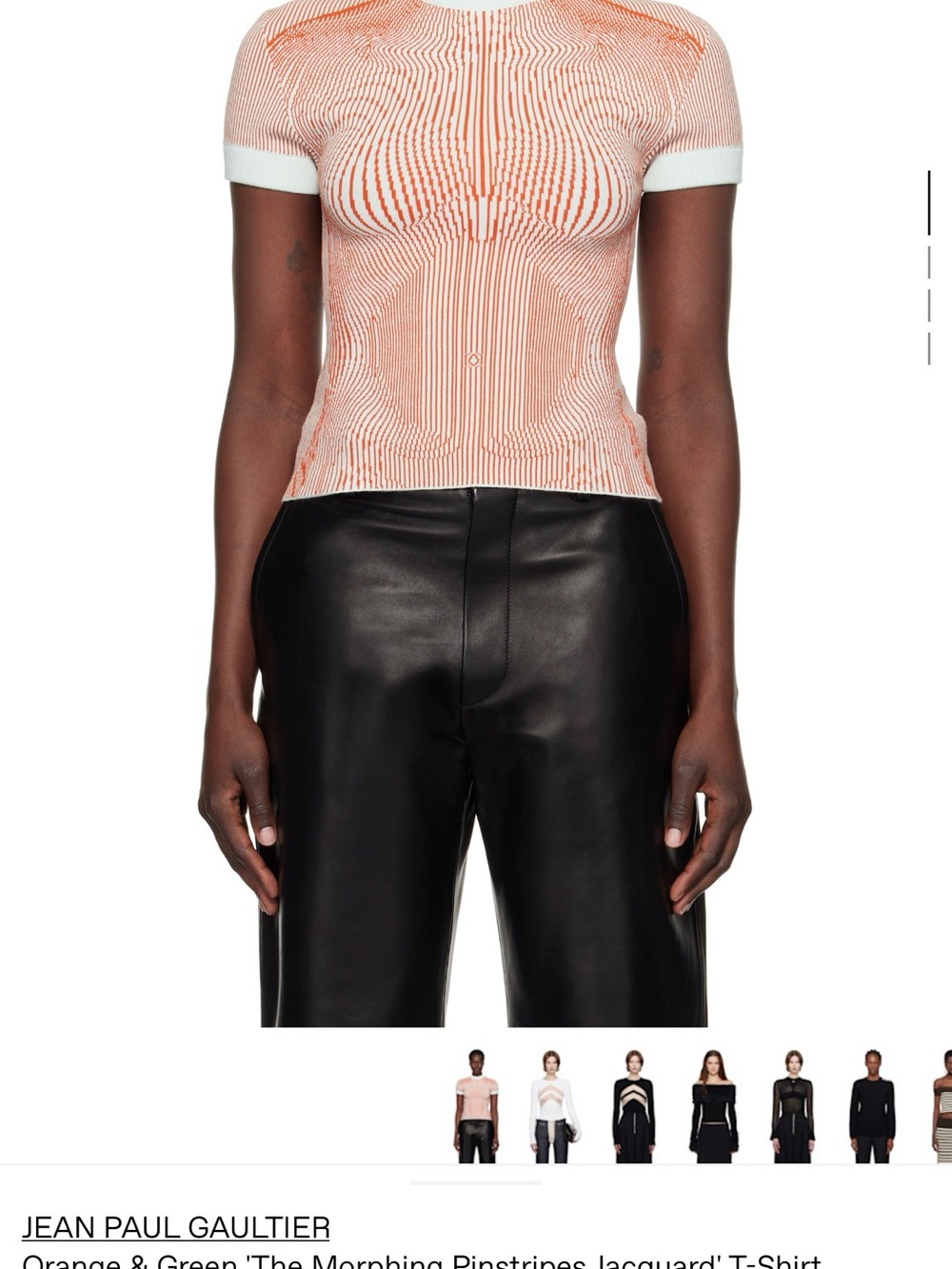 Jean Paul Gaultier Orange Pinstripe Short Sleeve Tee
